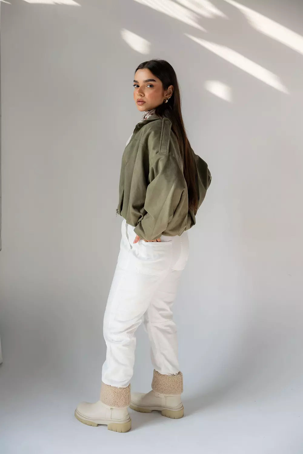 The Suede Jacket in Olive