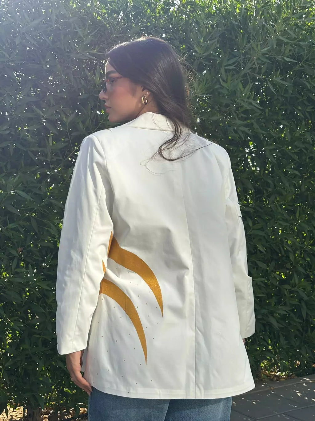 White Printed Blazer