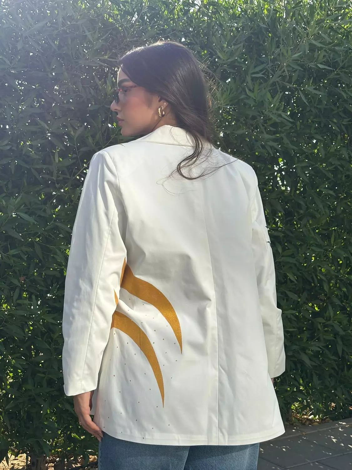 White Printed Blazer