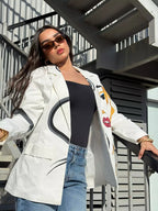 White Printed Blazer