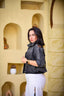 Black Denim Jacket with Tule Design
