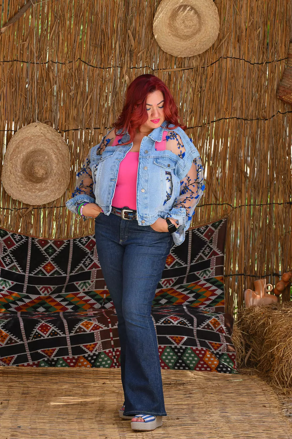 Blue Denim Jacket with Tule Design Main image
