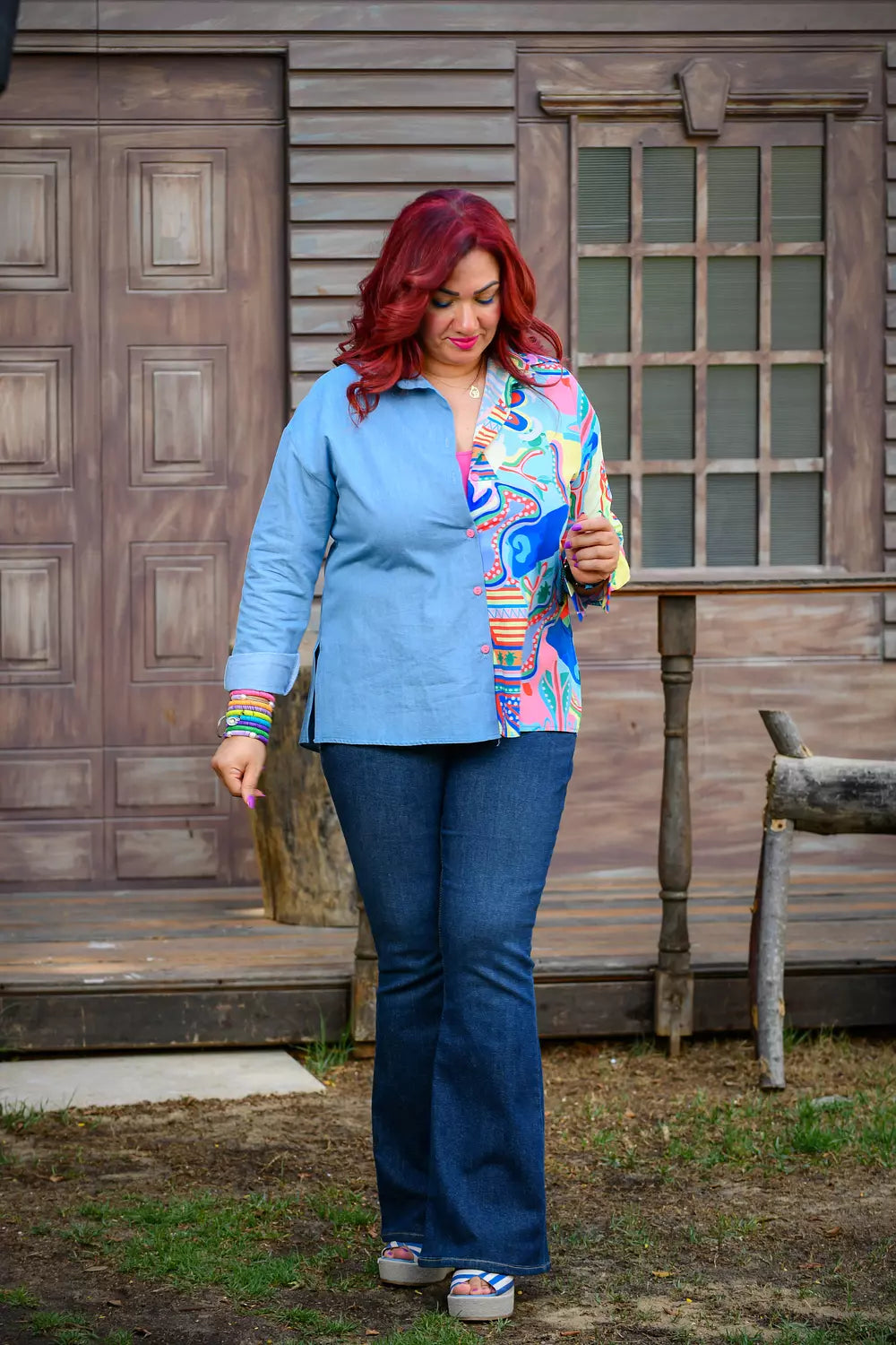 Denim Doubled Color Chemise Main image