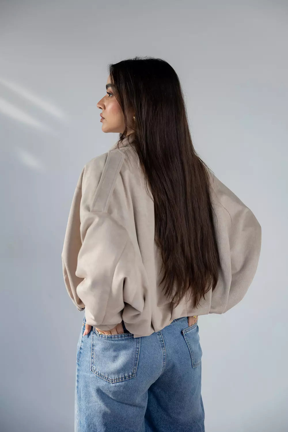The Suede Jacket in Beige
