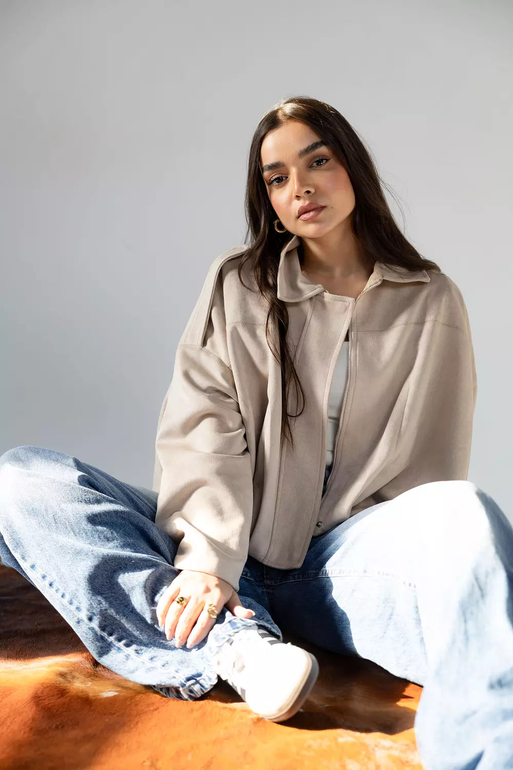 The Suede Jacket in Beige